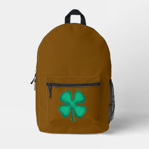Glücklicher 4-Blatt-Irischer-Klee-brauner-Rucksack Bedruckter Rucksack