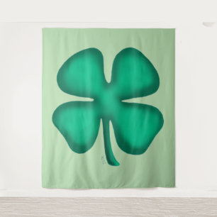 Glücklicher 4-Blatt-Irland-Klee-grüner Wandteppich