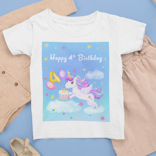 Glücklicher 4. Geburtstag Einhorn mit Geburtstagsk T-Shirt