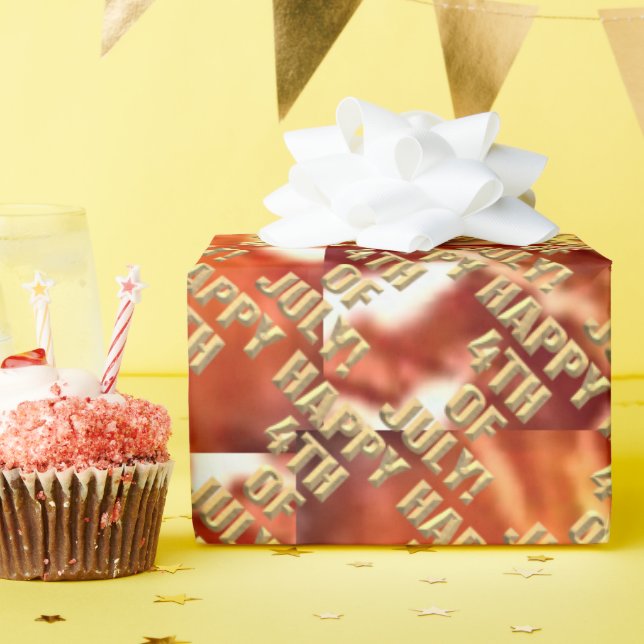 Glücklicher 4. Juli Feuerwerk glänzende Packpapier (Geburtstagsparty)