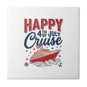 Glücklicher 4. Juli Kreuzfahrt Vintage Patriotisch Fliese