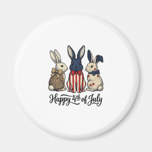 Glücklicher 4. Juli Patriotischer Hasen-Shirt-Desi Magnet