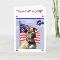 Glücklicher 4. Juli Patriotischer Pitbull-Hund