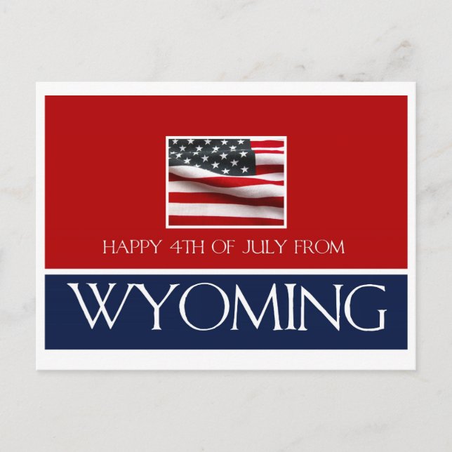 glücklicher 4. Juli von Wyoming Postkarte (Vorderseite)