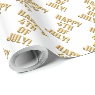 Glücklicher 4. Juli weißes glänzendes Verpackungsp Geschenkpapier