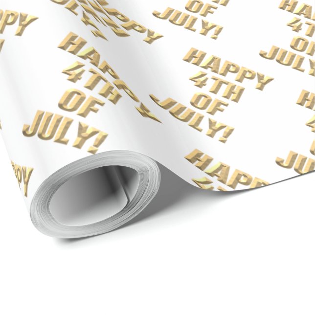 Glücklicher 4. Juli weißes glänzendes Verpackungsp Geschenkpapier (Rolleneckpunkt)