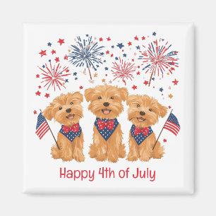 Glücklicher 4. Juli Yorkie Hunde Magnet