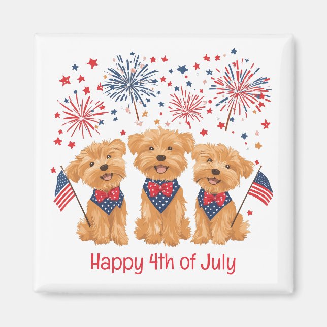 Glücklicher 4. Juli Yorkie Hunde Magnet (Vorne)