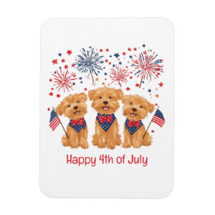 Glücklicher 4. Juli Yorkie Hunde Magnet