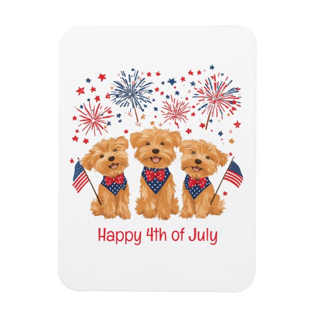 Glücklicher 4. Juli Yorkie Hunde Magnet (Vertikal)