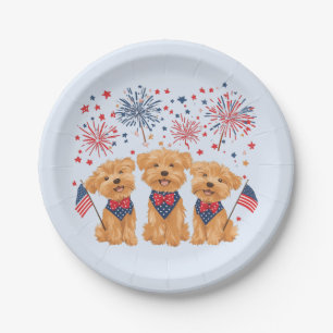 Glücklicher 4. Juli Yorkie Hunde Pappteller