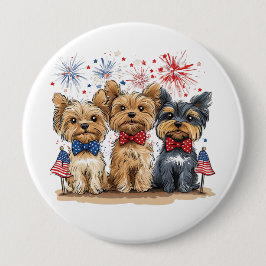 Glücklicher 4. Juli Yorkshire Terrier Dogs Button