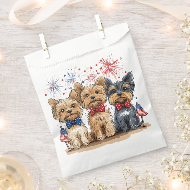 Glücklicher 4. Juli Yorkshire Terrier Dogs Geschenktütchen (Ausgeschnitten)
