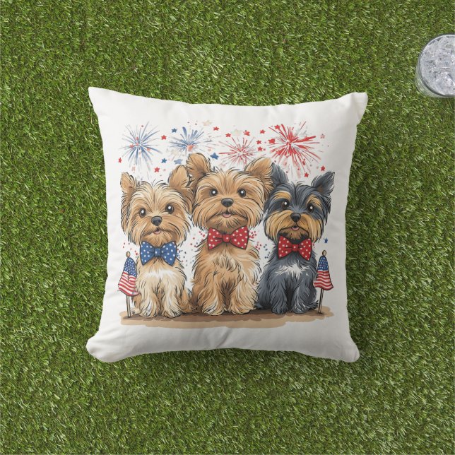 Glücklicher 4. Juli Yorkshire Terrier Dogs Kissen (Golfball-Marker)