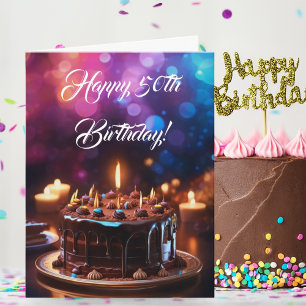 Glücklicher 50. Geburtstag Bunter Schokoladenkuche Karte