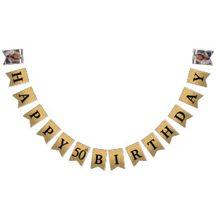 Glücklicher 50. Geburtstag Foto Gold Glitter Wimpelkette