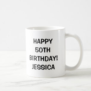 Glücklicher 50. Geburtstag Tasse Personalisierba