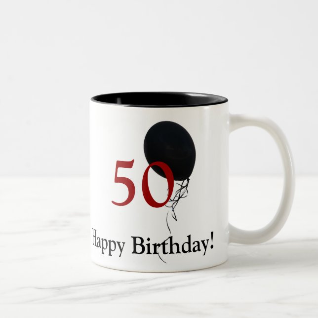 glücklicher 50. Geburtstag Zweifarbige Tasse (Rechts)