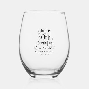 Glücklicher 50. Hochzeitstag in schwarzer Typograf Weinglas Ohne Stiel