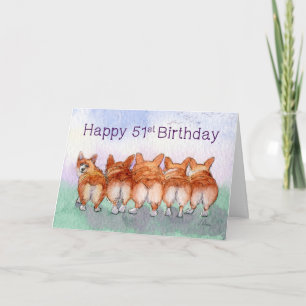 Glücklicher 51. Geburtstag, Corgi verfolgt Karte