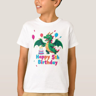 Glücklicher 5. Geburtstag Drachen T-Shirt