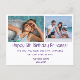 glücklicher 5. Geburtstag, zwei Fotos Postkarte