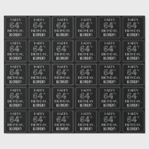 GLÜCKLICHER 64. GEBURTSTAG; Art-Déco-Stil mit Indi Geschenkpapier