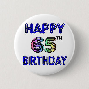 Glücklicher 65. Geburtstag im Ballon-Schriftart Button