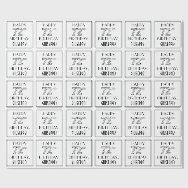 GLÜCKLICHER 72. GEBURTSTAG; Art-Déco-Stil; Individ Geschenkpapier (Flach)
