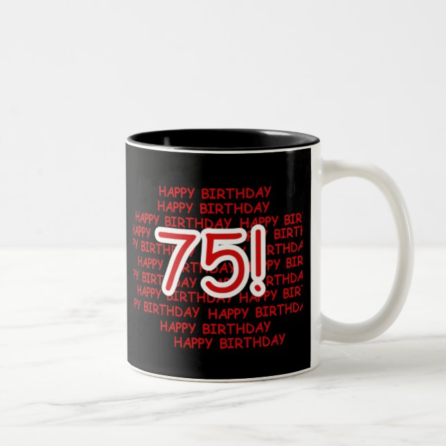 Glücklicher 75. Geburtstag Zweifarbige Tasse (Rechts)