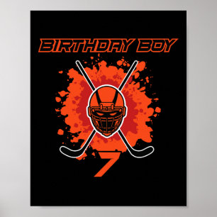 Glücklicher 7. Geburtstag Junge Schwarz Und Orange Poster