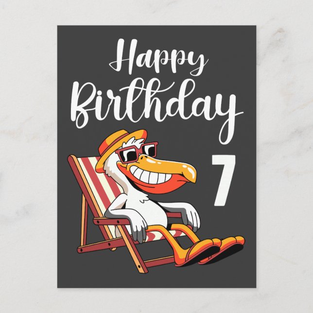glücklicher 7. Geburtstag Postkarte (Vorderseite)