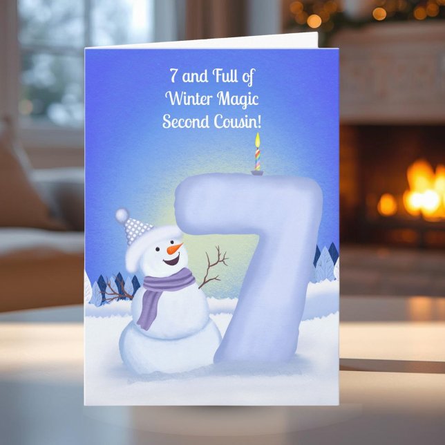 Glücklicher 7. Geburtstag Schneemann für den Cousi Karte (Von Creator hochgeladen)