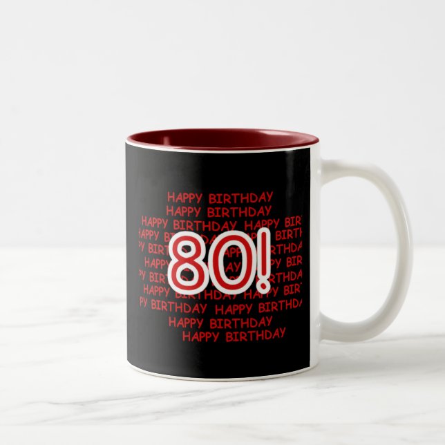 Glücklicher 80. Geburtstag Zweifarbige Tasse (Rechts)
