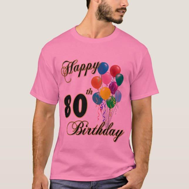 Glücklicher 80. Geburtstags-T - Shirt (Vorderseite)