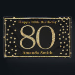 Glücklicher 80. Geburtstagsbanner Black and Gold G Banner<br><div class="desc">Happy 80. Geburtstag Banner Black und Gold Glitzer Confetti. Printable Digital. Für weitere Anpassungen klicken Sie bitte auf die Schaltfläche "Anpassen" und verwenden Sie unser Designwerkzeug,  um diese Vorlage zu ändern.</div>