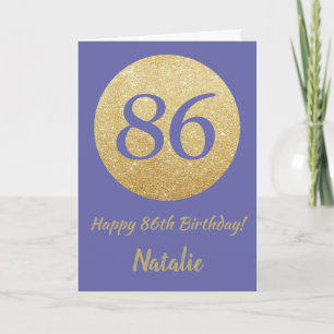 Glücklicher 86. Geburtstag Sehr Peri und Gold Glit Karte