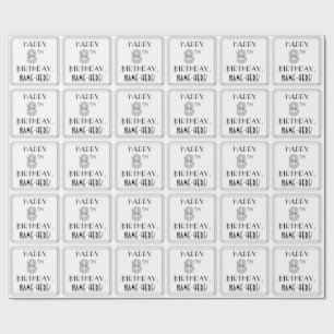 GLÜCKLICHER 8. GEBURTSTAG; Art-Déco-Stil; Individu Geschenkpapier