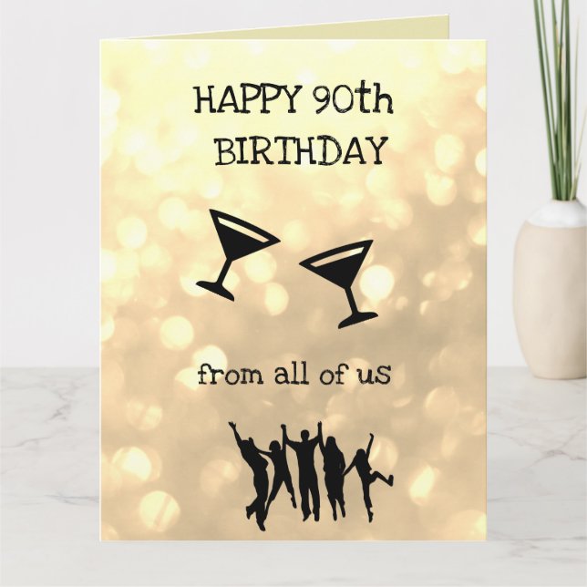 Glücklicher 90. Geburtstag von allen uns Karte (Vorderseite)