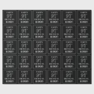 GLÜCKLICHER 91. GEBURTSTAG; Art-Déco-Stil mit Indi Geschenkpapier