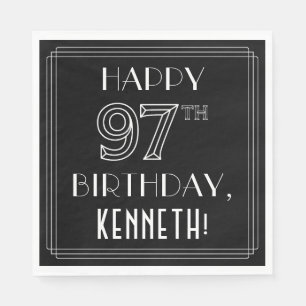 GLÜCKLICHER 97. GEBURTSTAG; Art-Déco-Stil; Individ Serviette