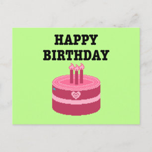 Glücklicher Acht-Bit-Geburtstag Pixel Art Einladungspostkarte