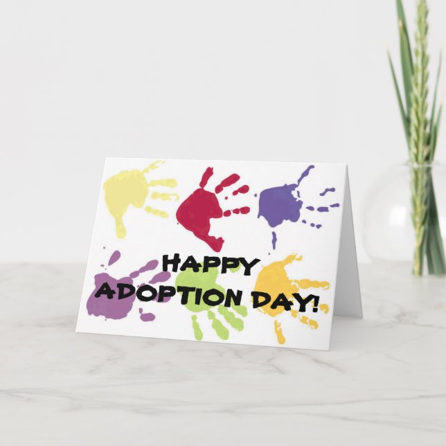 GLÜCKLICHER ADOPTIONS-TAG! Karte der Kinder Hand (Vorderseite)