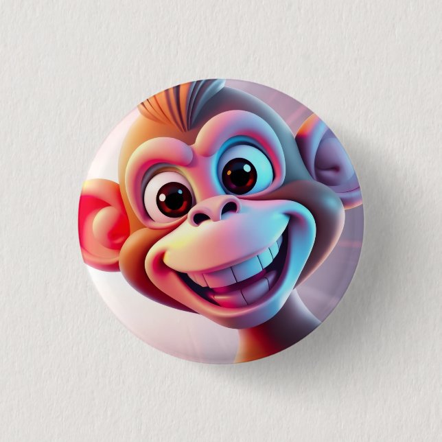 Glücklicher Affe Dschungel Vibes Button (Vorderseite)