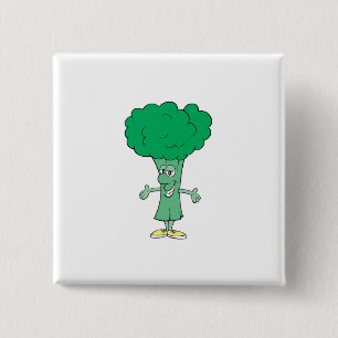 glücklicher alberner Brokkoli Cartoon Button