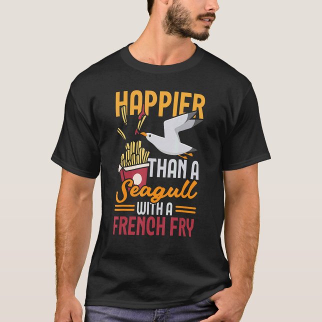 Glücklicher als ein Seagull-Vogelmöwe T-Shirt (Vorderseite)