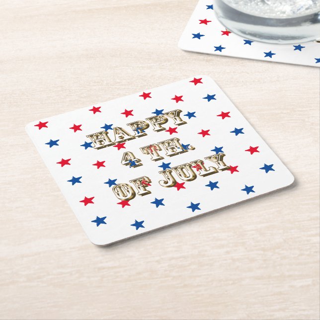 Glücklicher amerikanische Unabhängigkeitstag, Gold Rechteckiger Pappuntersetzer (angewinkelt)