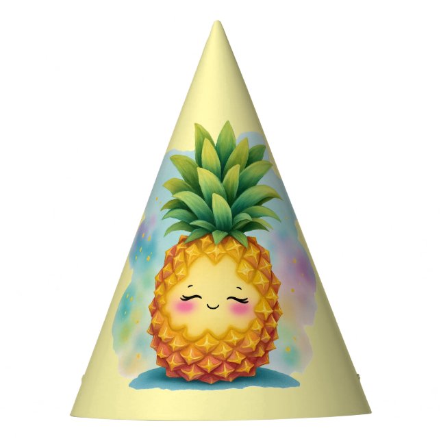 Glücklicher Ananas Geburtstags-Partyhut Partyhütchen (Vorderseite)