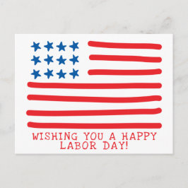 Glücklicher Arbeitstag | Amerikanische Flagge mit Postkarte