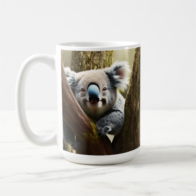 Glücklicher australischer Koala-Bär in Tree, Kaffe Kaffeetasse (Links)